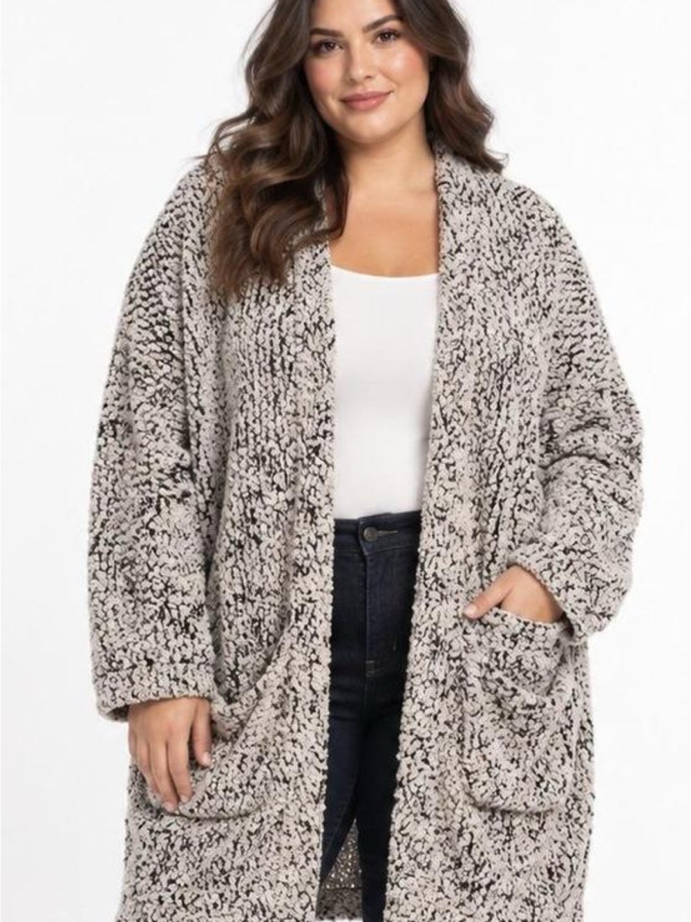 Cupio Open-Front Cardigan - Black/White